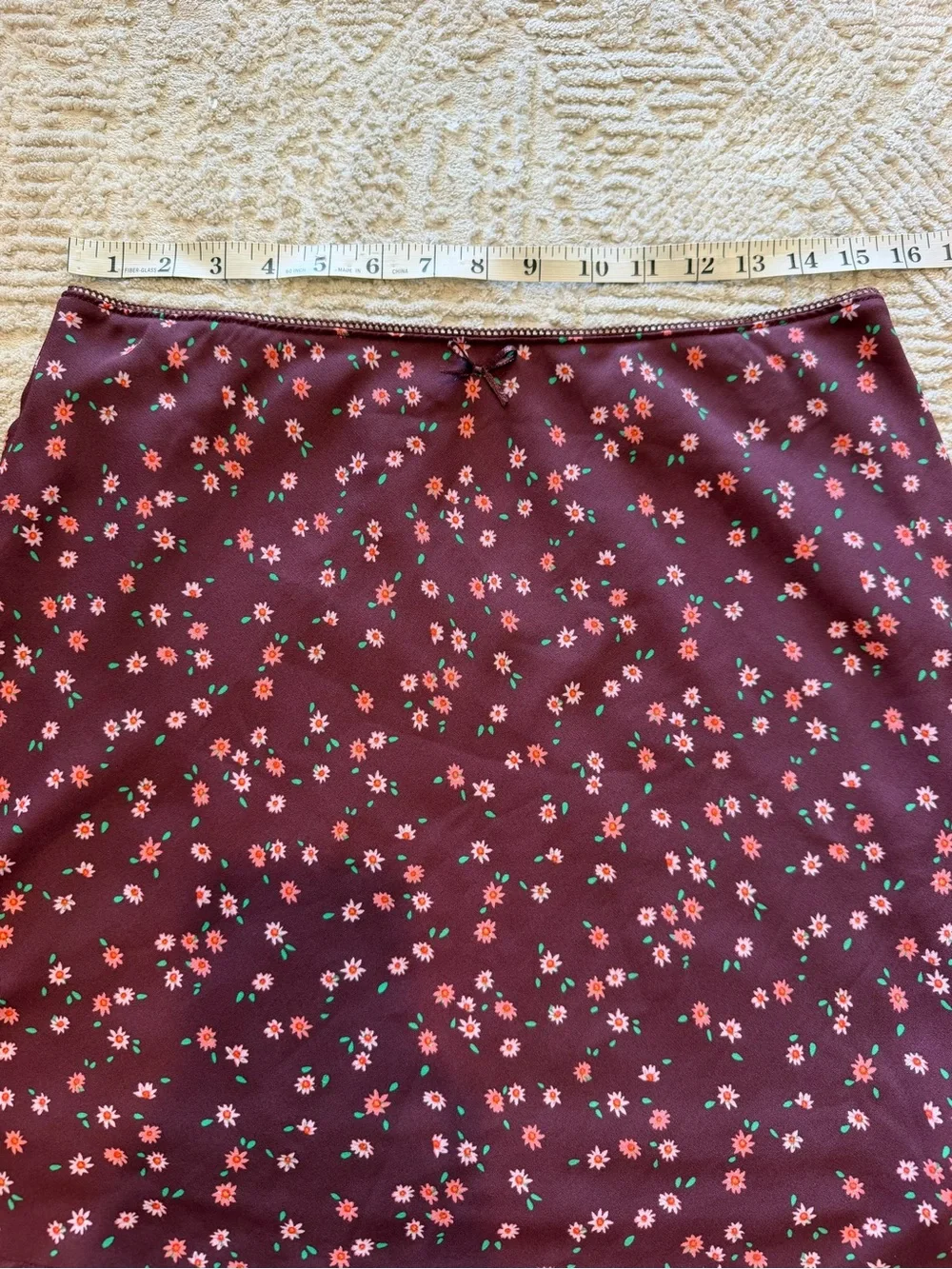 Wild Fable Burgundy Floral Double-Lined Mini Skirt Women’s Size Large - Picture 7 of 10